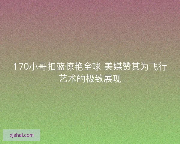170小哥扣篮惊艳全球 美媒赞其为飞行艺术的极致展现