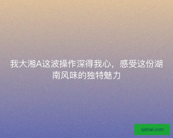 我大湘A这波操作深得我心,感受这份湖南风味的独特魅力 我大湘A这波操作深得我心,感受这份湖南风味的独特魅力